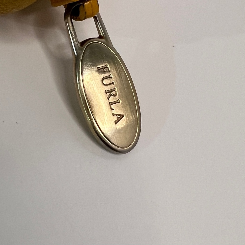 FURLA MUSTARD Yellow Leather Zip Pouch Small Coin Bag - Picture 4 of 9